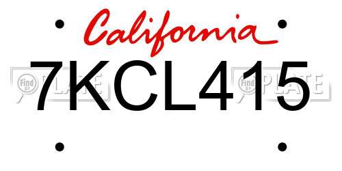 7KCL415 California License Plate