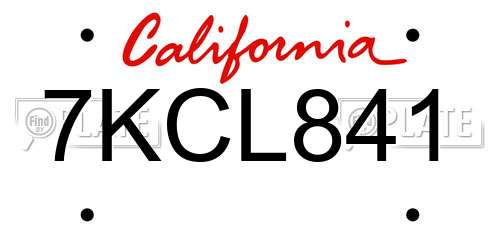 7KCL841 California License Plate