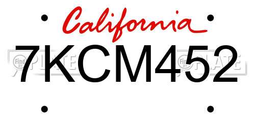 7KCM452 California License Plate