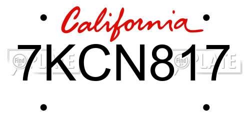 7KCN817 California License Plate
