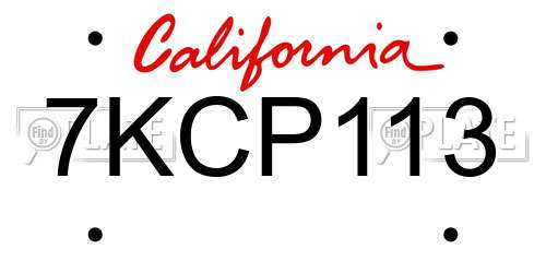 7KCP113 California License Plate