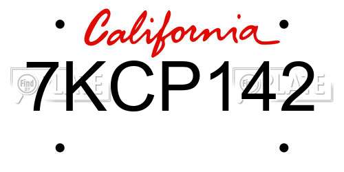 7KCP142 California License Plate
