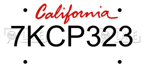 7KCP323 California License Plate
