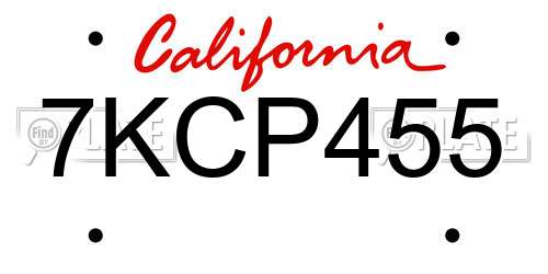 7KCP455 California License Plate