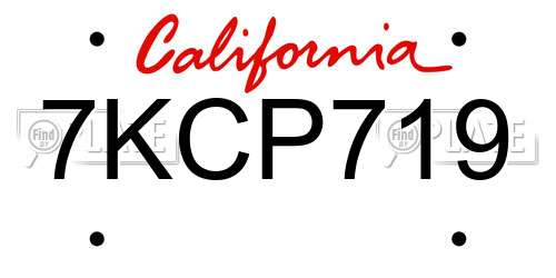 7KCP719 California License Plate