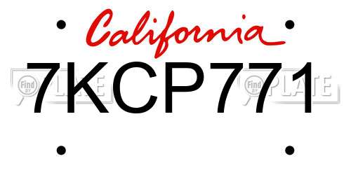 7KCP771 California License Plate