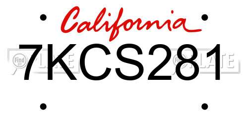 7KCS281 California License Plate
