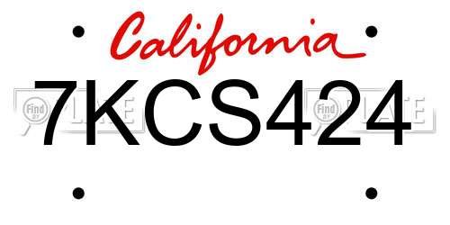 7KCS424 California License Plate