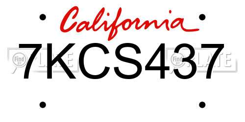 7KCS437 California License Plate