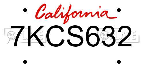 7KCS632 California License Plate