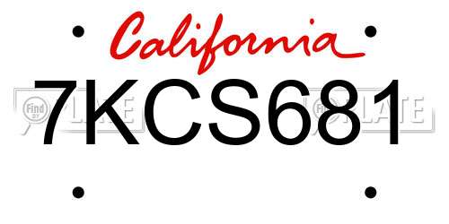 7KCS681 California License Plate