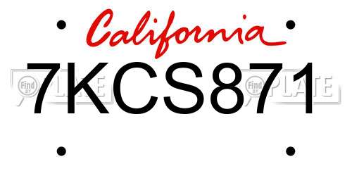 7KCS871 California License Plate