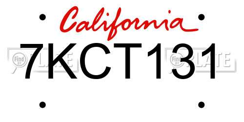 7KCT131 California License Plate