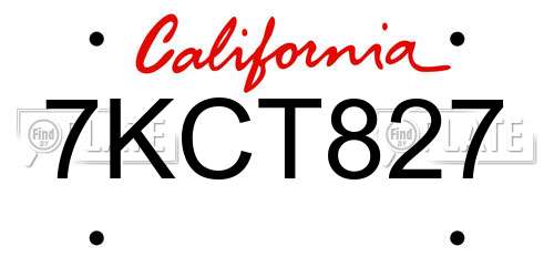 7KCT827 California License Plate
