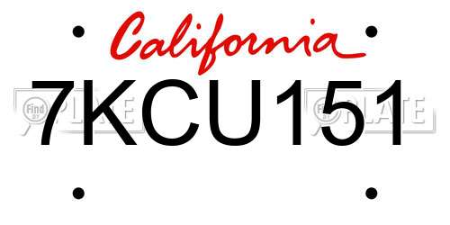7KCU151 California License Plate