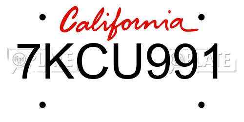 7KCU991 California License Plate