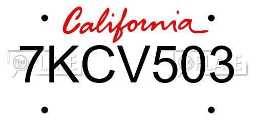 7KCV503 California License Plate