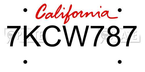 7KCW787 California License Plate