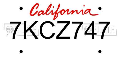 7KCZ747 California License Plate
