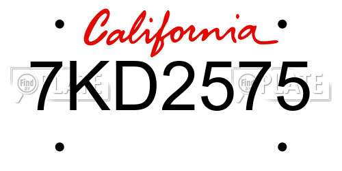 7KD2575 California License Plate