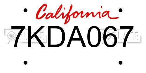 7KDA067 California License Plate