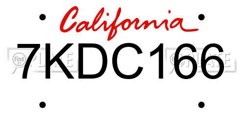 7KDC166 California License Plate