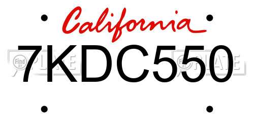 7KDC550 California License Plate