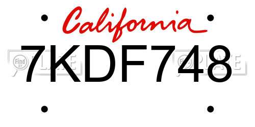 7KDF748 California License Plate