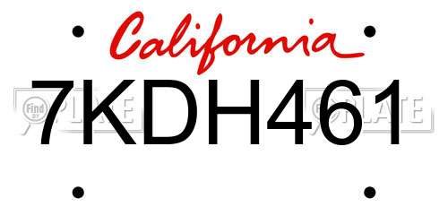 7KDH461 California License Plate