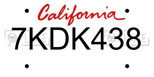 7KDK438 California License Plate