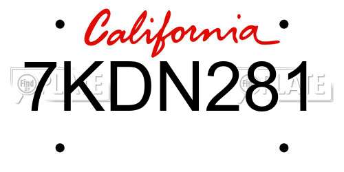 7KDN281 California License Plate