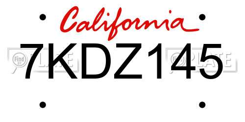 7KDZ145 California License Plate