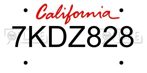 7KDZ828 California License Plate