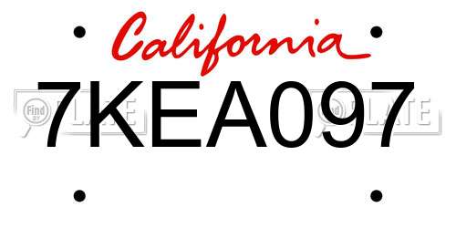 7KEA097 California License Plate