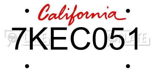 7KEC051 California License Plate