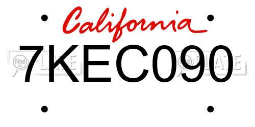 7KEC090 California License Plate