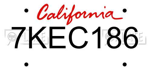7KEC186 California License Plate
