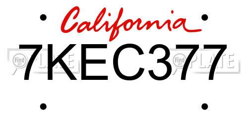 7KEC377 California License Plate