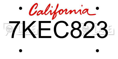 7KEC823 California License Plate