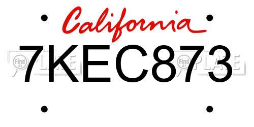 7KEC873 California License Plate