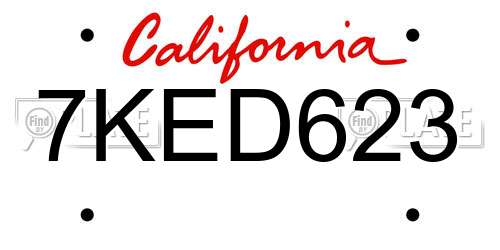 7KED623 California License Plate