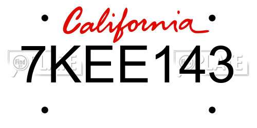 7KEE143 California License Plate