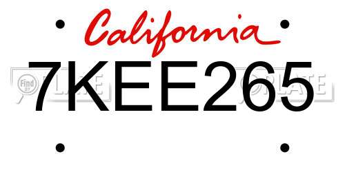 7KEE265 California License Plate