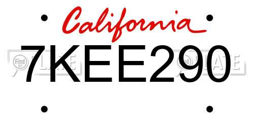 7KEE290 California License Plate