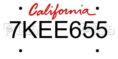 7KEE655 California License Plate