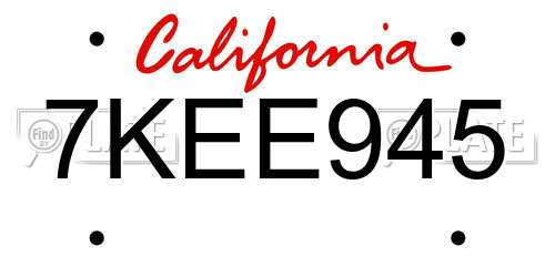 7KEE945 California License Plate