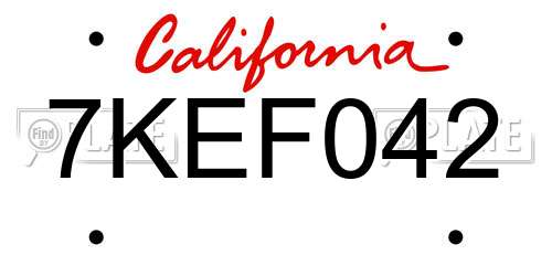 7KEF042 California License Plate