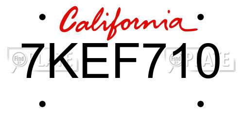 7KEF710 California License Plate