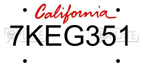 7KEG351 California License Plate