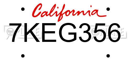 7KEG356 California License Plate